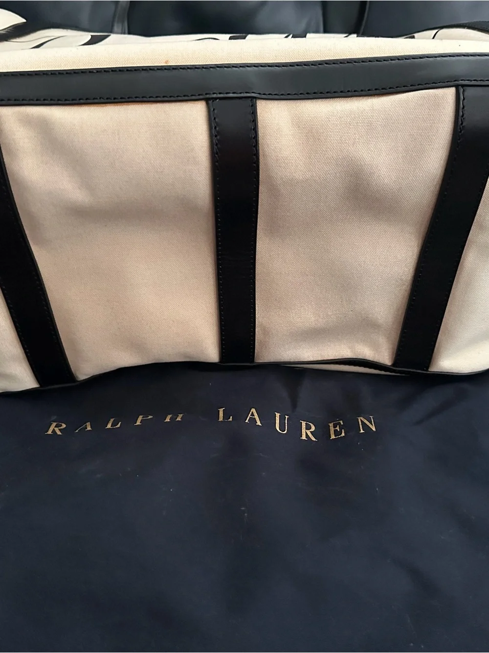 Cream and Black Signature Tote with Script Detail